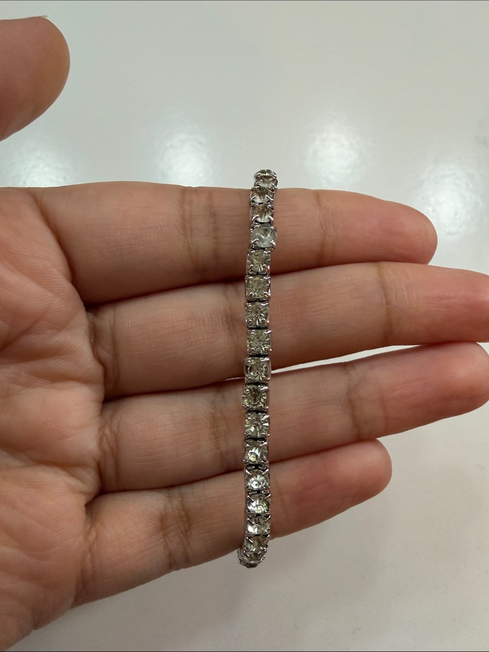 Classic Silver Crystal Tennis Bracelet - Sparkling Clear Stones (Cubic Zirconia)
